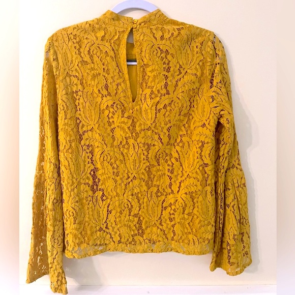 VILA Yellow Lace Long Bell Sleeve Blouse M NWOT - Picture 14 of 16